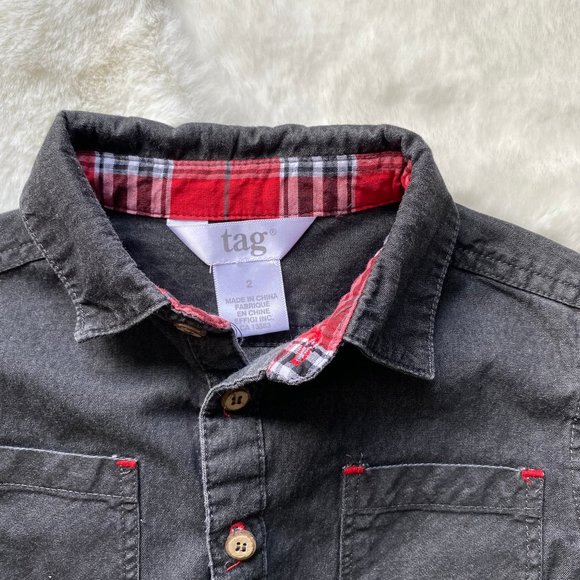 Tag Black Rock Music Pop Embroidered Button-down Shirt 100% Cotton Size 2T - Picture 4 of 7